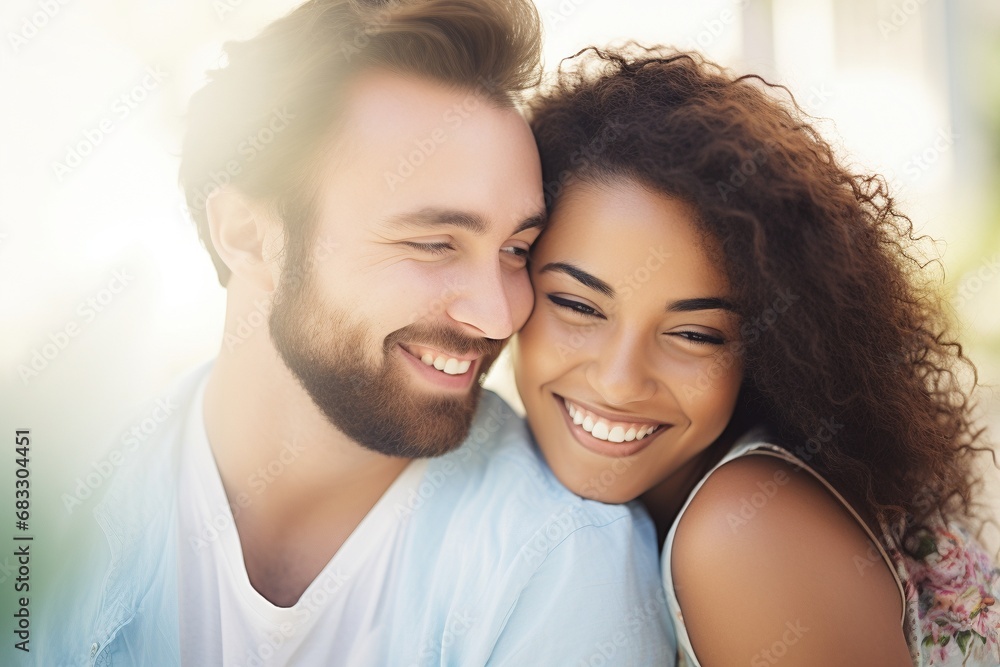 A heartwarming scene unfolds as this enamored couple expresses their delighted connection. With genuine smiles and carefree laughter, their love story unfolds in a serenade of happiness and warmth A heartwarming scene unfolds as this enamored couple expresses their delighted connection. With genuine smiles and carefree laughter, their love story unfolds in a serenade of happiness and warmth