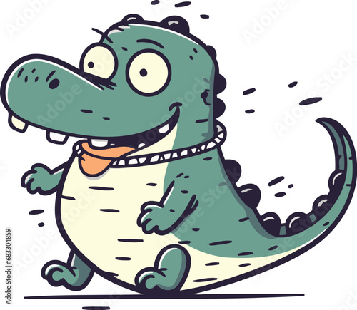 Crocodile vector illustration cute cartoon crocodile character