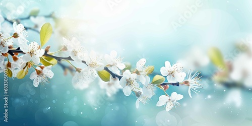 Flowering branches on a color blurry background