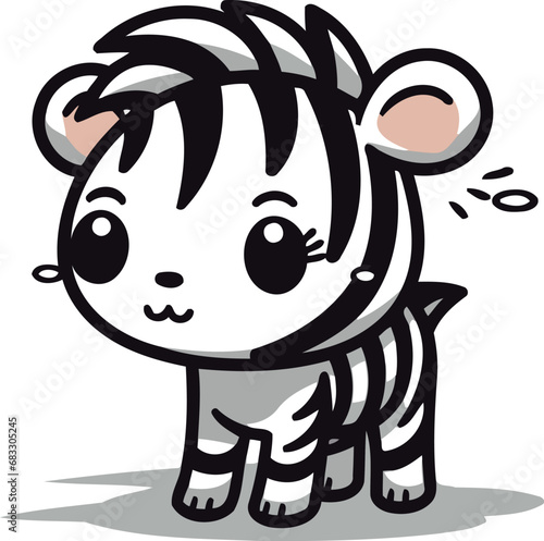 Cute zebra cartoon mascot character vector illustration