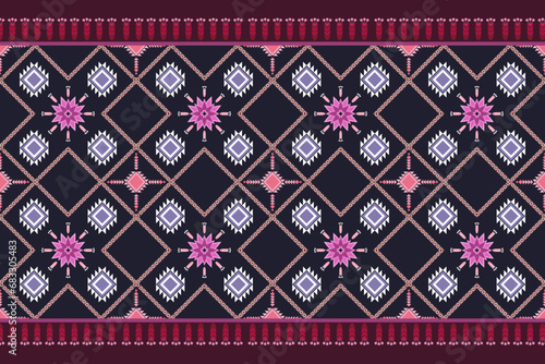 Geometric design fabric pattern, seamless, wallpaper, clothing, carpet, fiber, yarn and shawl. Asian Indian. Abstract background