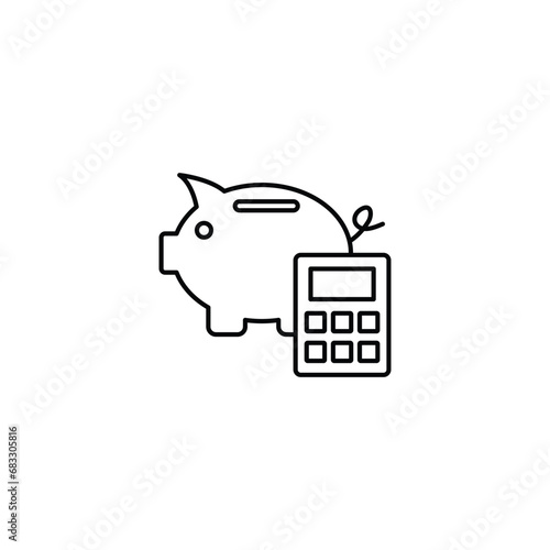 calculator icon money pig icon vector