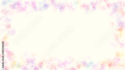 花柄イメージの水彩イラストフレームの背景素材  © KEIKO