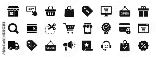 Shopping & E-Commerce icons set. E-Commerce, Shopping, Shop, Payment flat icon. E-Business and Online Shopping symbols. Vector