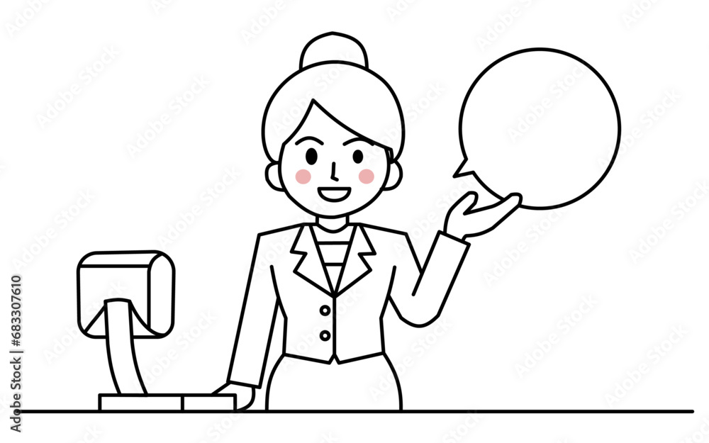 vector illustration of sales women. black outline vector illustration of sales women. black outline
