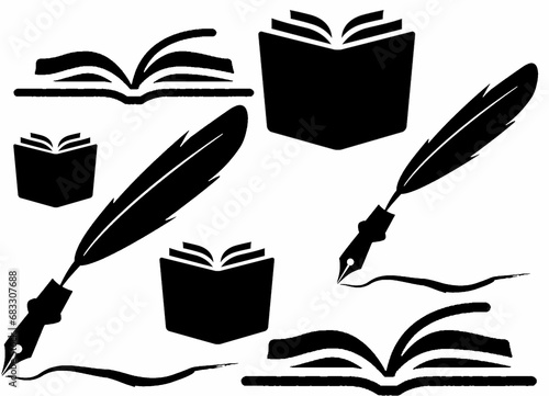 set of books and feather