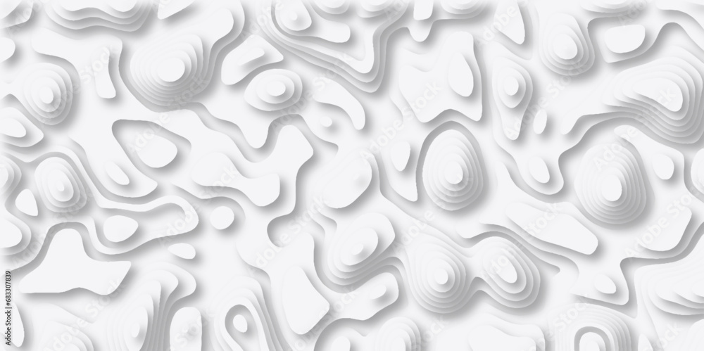 Naklejka premium Black-white background from a line similar to a. Natural printing illustrations of Map in Contour Line Light topographic topo contour map and Ocean layers, flat fiber structures, holes, macro texture