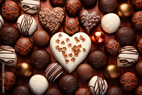 chocolate candies in a box Close up Chocolateof different types of chocolates
