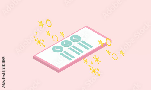 3d minimal check mark icon isolated on mobile phone. 3d check list button best choice for right, success, tick, accept, approve, agree on application.on pastel pink background.