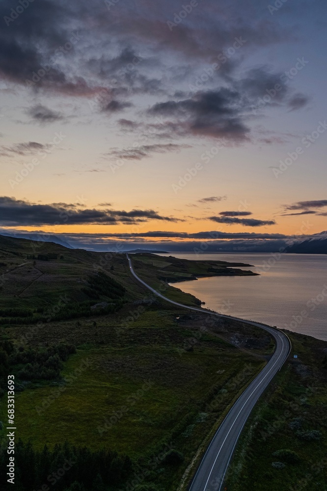 Iceland road sunset