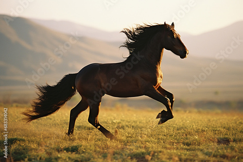 Clean lines form the silhouette of a running horse  capturing the essence of movement and grace.