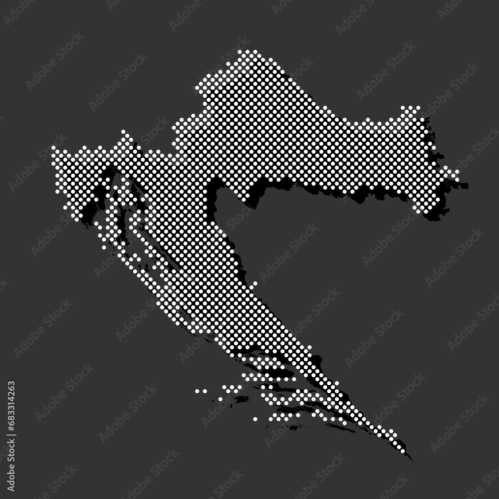 Vector map Croatia for points, dotted template