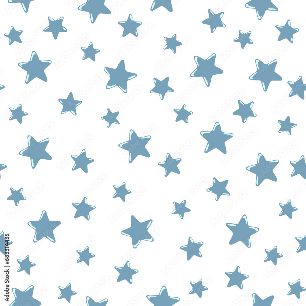 Stars seamless pattern. Blue-gray stars on white background. Festive background. Vector illustration. Cartoon. Stars seamless pattern. Blue-gray stars on white background. Festive background. Vector illustration. Cartoon.