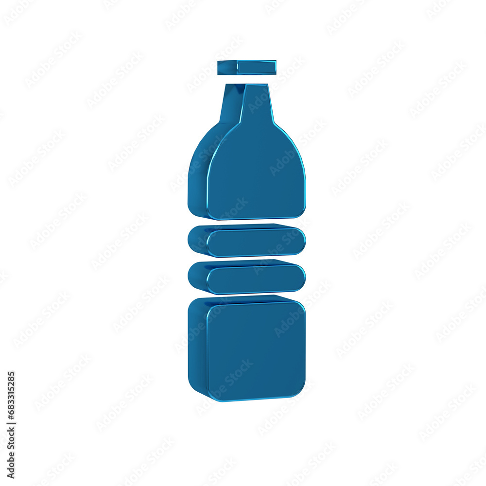 Fototapeta premium Blue Bottle of water icon isolated on transparent background. Soda aqua drink sign.