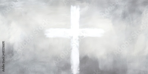Grungy abstract black and white christian themed background with a cross. Easter concept with room for text.