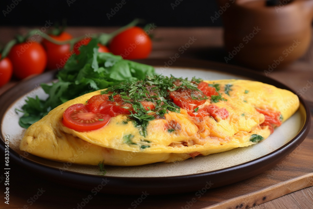 Omelette with tomato generative AI Omelette with tomato generative AI