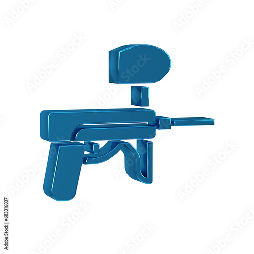 Blue Paintball gun icon isolated on transparent background.