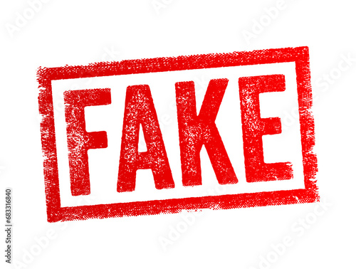 FAKE - a thing that is not genuine, a forgery or sham, text stamp concept background