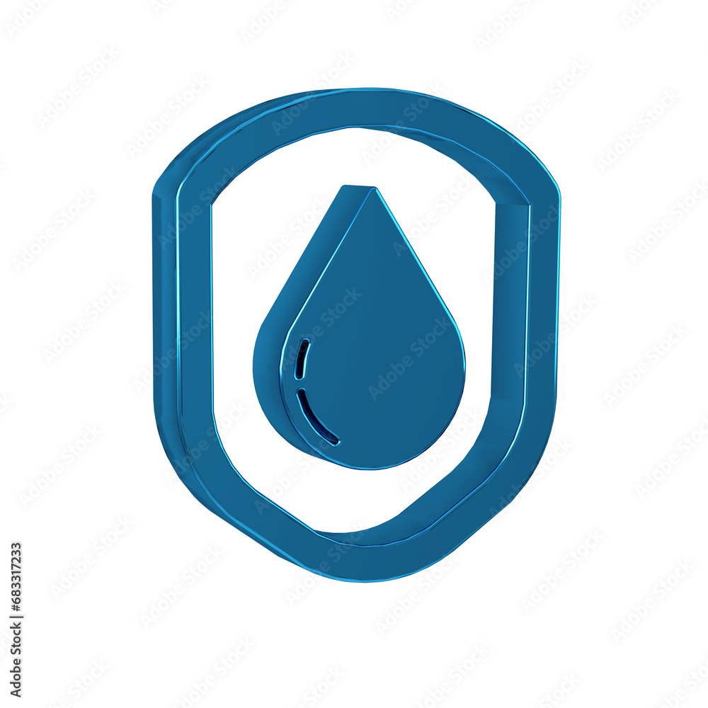 Blue Waterproof icon isolated on transparent background. Water resistant or liquid protection concept. Blue Waterproof icon isolated on transparent background. Water resistant or liquid protection concept.
