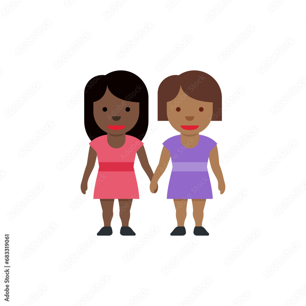 Women Holding Hands: Dark Skin Tone, Medium-Dark Skin Tone Women Holding Hands: Dark Skin Tone, Medium-Dark Skin Tone