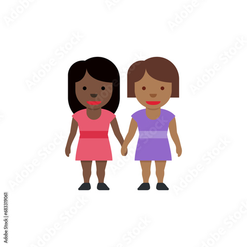 Women Holding Hands: Dark Skin Tone, Medium-Dark Skin Tone