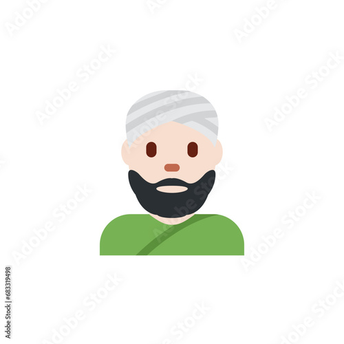 Man Wearing Turban: Light Skin Tone