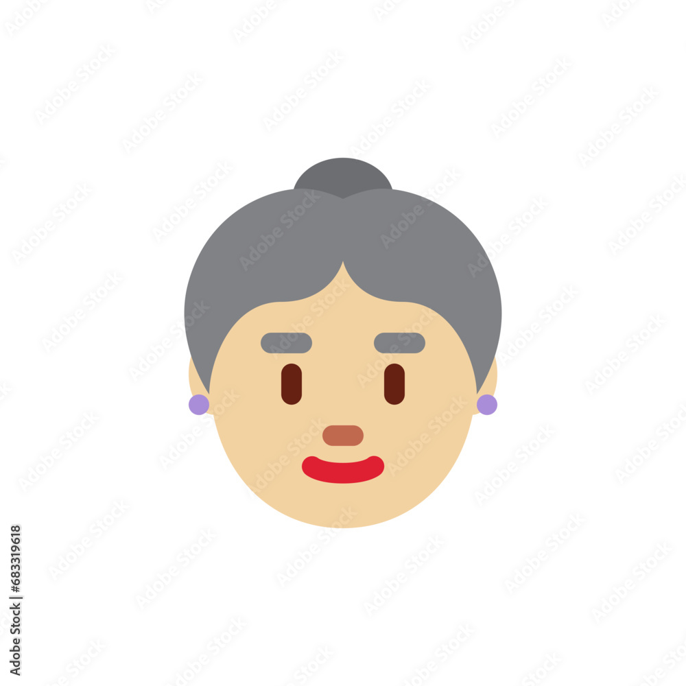 Old Woman: Medium-Light Skin Tone Old Woman: Medium-Light Skin Tone