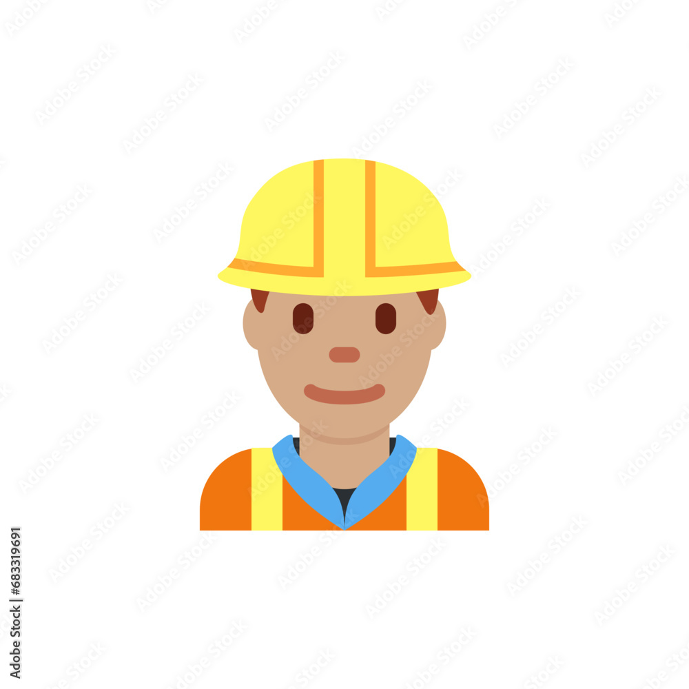 Man Construction Worker: Medium-Skin Tone Man Construction Worker: Medium-Skin Tone