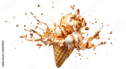 Delicious ice cream explosion, cut out photo