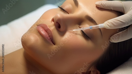 A young beautiful woman is given a rejuvenation procedure