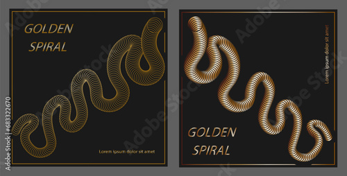 The golden spiral. A set of designs for a composite cover, banner, poster. Template for interior decoration, creative ideas, creativity and design.