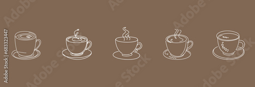 Bundle mit Verschiedenen Linearts von Heißen Kaffeebechern