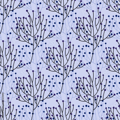 branches with berries seamless vector pattern, winter design print