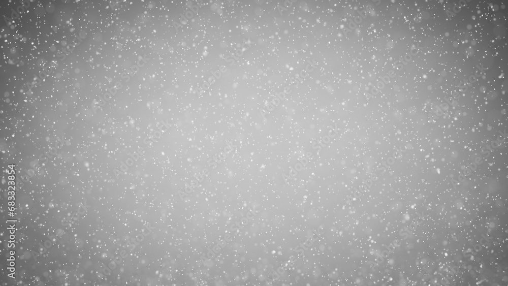 Obraz premium Realistic snowfall on silver background. Copy space illustration.