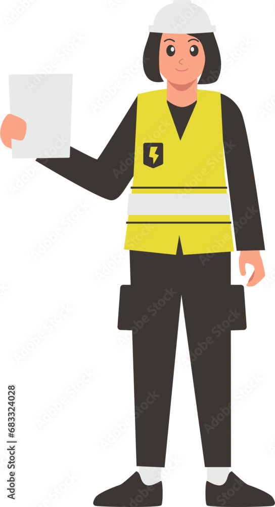 Obraz premium Female Electrician Illustration Isolated Background