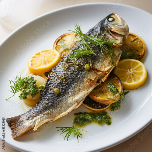 Grilled sea bream.