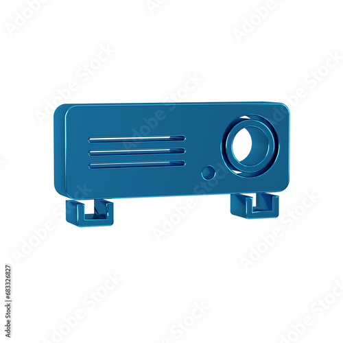 Blue Presentation, movie, film, media projector icon isolated on transparent background.