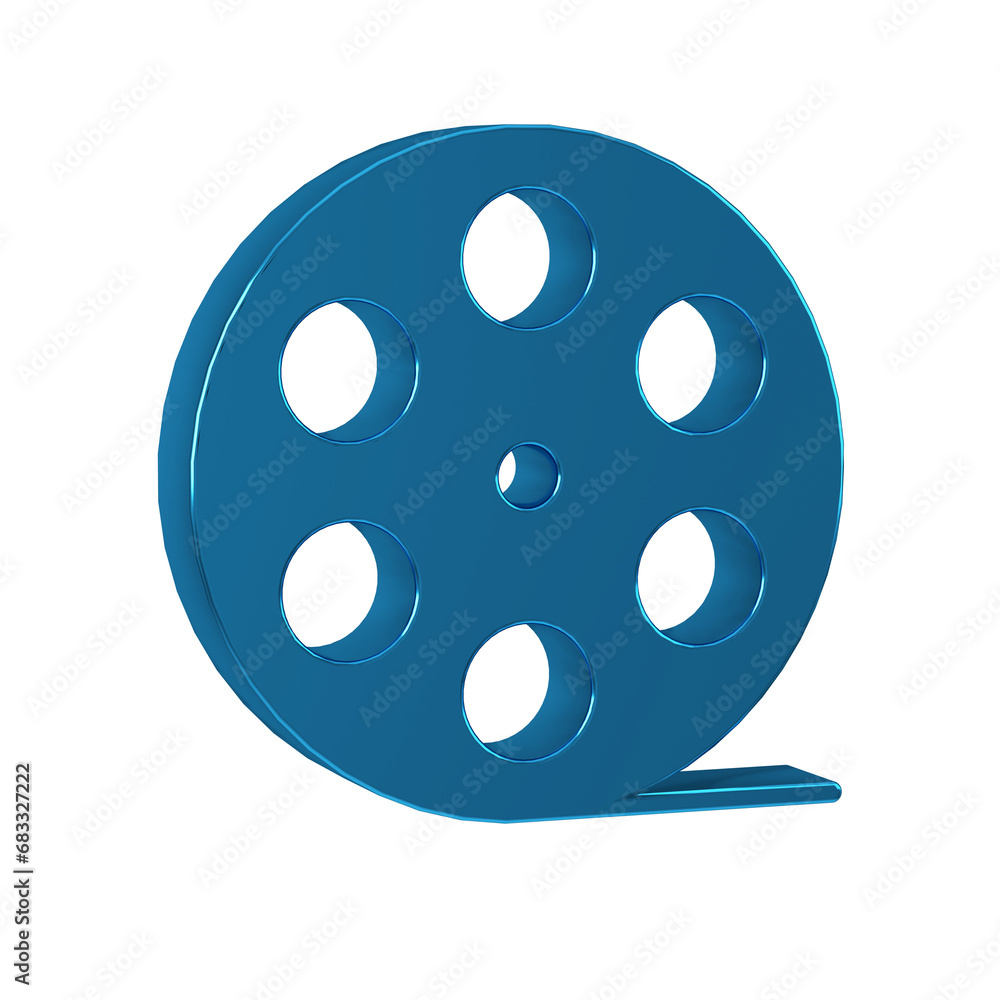 Blue Film reel icon isolated on transparent background. Blue Film reel icon isolated on transparent background.
