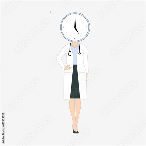 time or o'clock disciplined doctor vector illustration