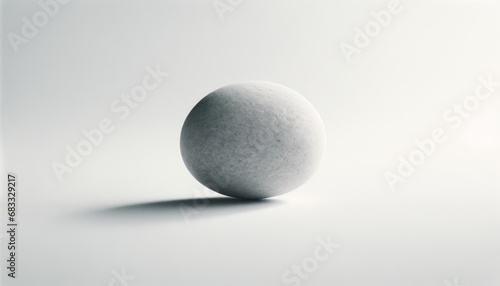 A simple and elegant white sphere casts a soft shadow on a white surface  exemplifying minimalism