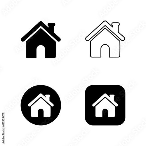 home icon for apps and websites, House icon, Home sign in circle or Main page icon in filled, thin line, outline and stroke style