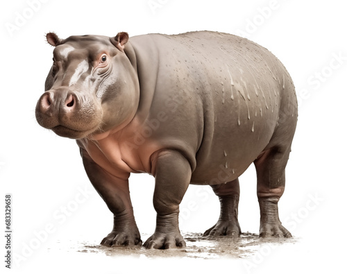 hippo dirty with mud, isolated