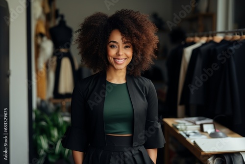 Beautiful woman working as a clothing designer with a business vision Smiling startup and small business entrepreneur with happiness and business growth.