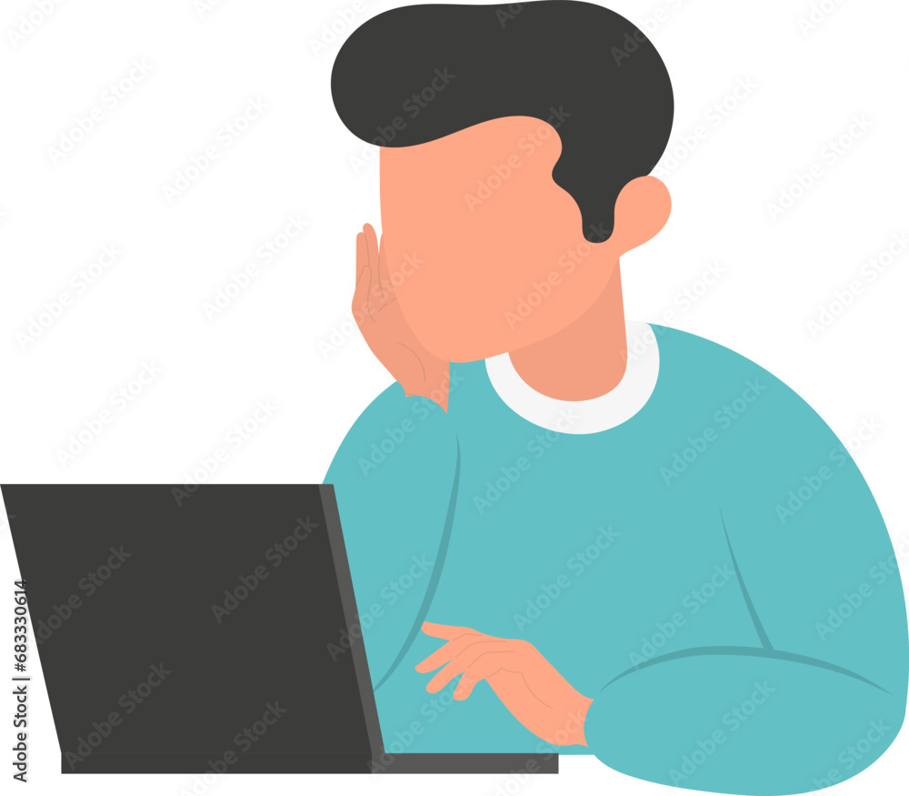 Business marketing illustrations. The guy is sitting at the computer. Vector illustration.
Business marketing illustrations. The guy is sitting at the computer. Vector illustration.