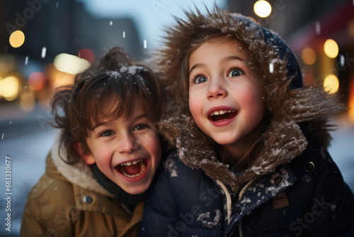 Happy Kids on a winter day.