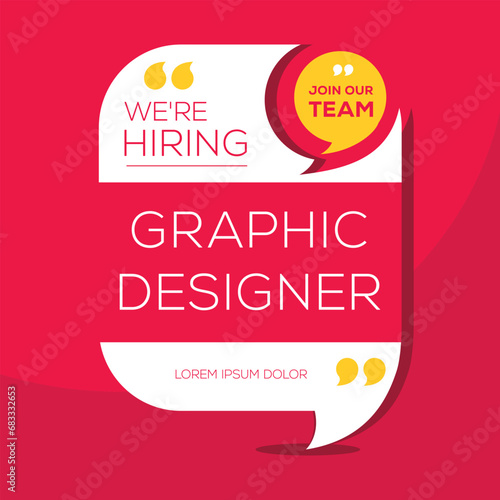 We are hiring (Graphic designer), Join our team, vector illustration.