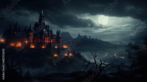 Sinister vampire castle at night © Kondor83