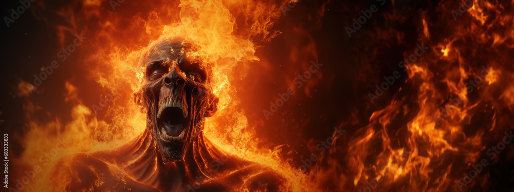 Man suffering hellish tortures, addiction, drug withdrawal concept, copy space Man suffering hellish tortures, addiction, drug withdrawal concept, copy space