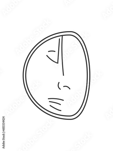  Abstract woman face portrait in the cubist style. Female profile line drawing vector Illustration.