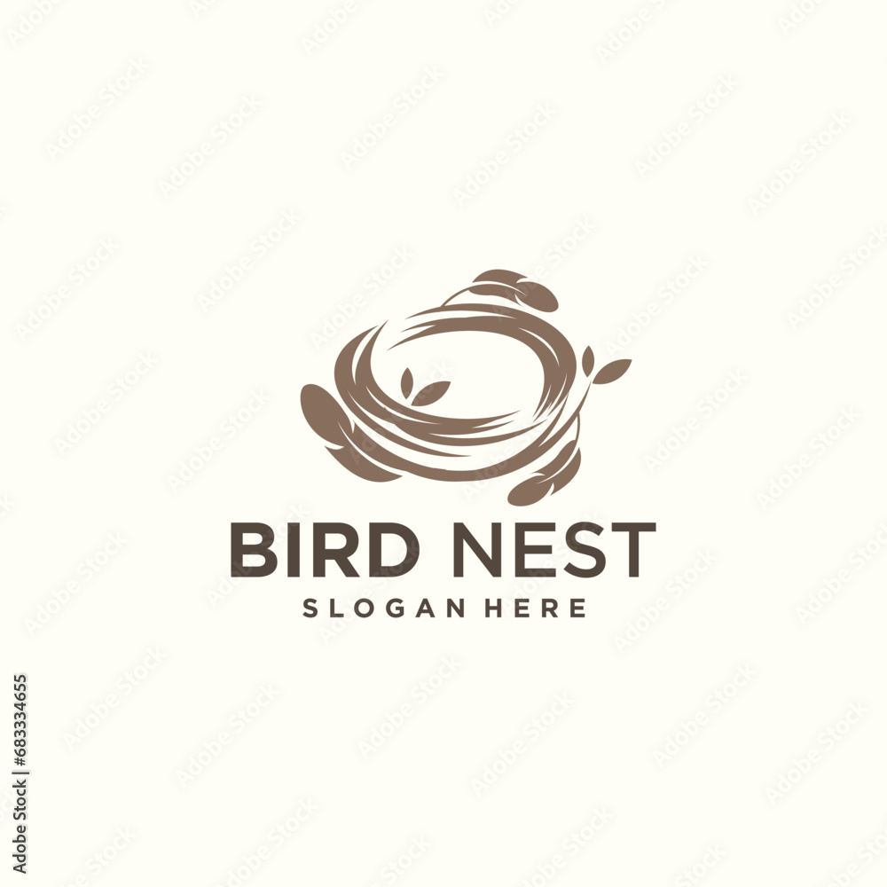 vector natural birds nest logo natural root and leaf birds nest logo